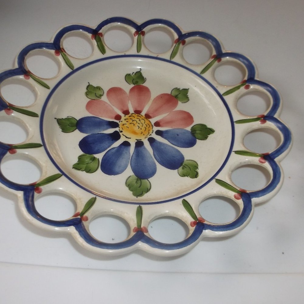 vintage hand painted porcelain wall plate angora portugal.